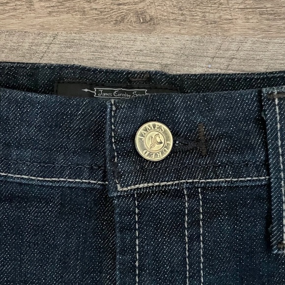 James Jeans Dry Aged Denim Mitch Tulsa Gold Dark Mini Skirt NWT Size 26 - Picture 5 of 11